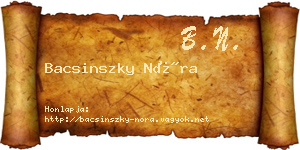 Bacsinszky Nóra névjegykártya